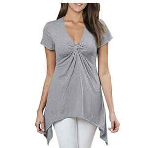 NEW SunnyLady Short Sleeve Long Sharkbite Y2K Knotted Bust Tunic Top Shirt Tee